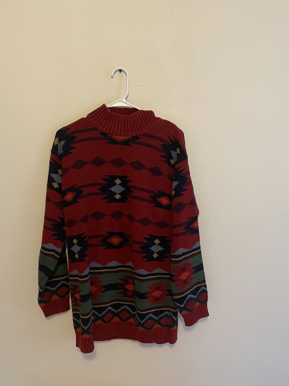 Vintage Forenza Small Oversized Sweater Cozy Winter Aztec Boho Knit Pullover